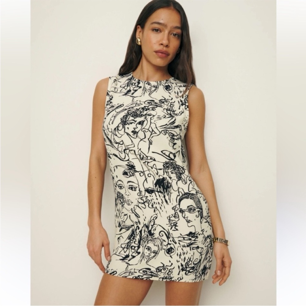 Reformation Illustration black and white Print Sleeveless Dress